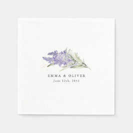Personlig lavendel- och salvia grön blomsterbröllo pappersservett