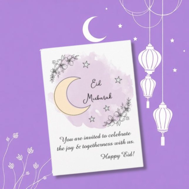 Personlig lavendelfärgad linjekonst Eid-inbjudan Inbjudningar (Skapare uppladdad)