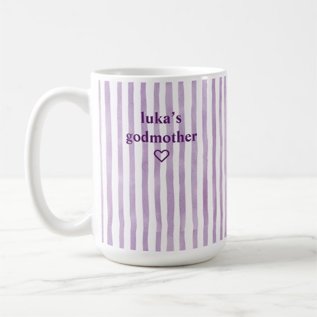 Personlig Lavendelrandig Fadder Kaffemugg (Vänster)