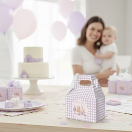 Personlig lavendelrutig 1-års födelsedagspresent  presentaskar