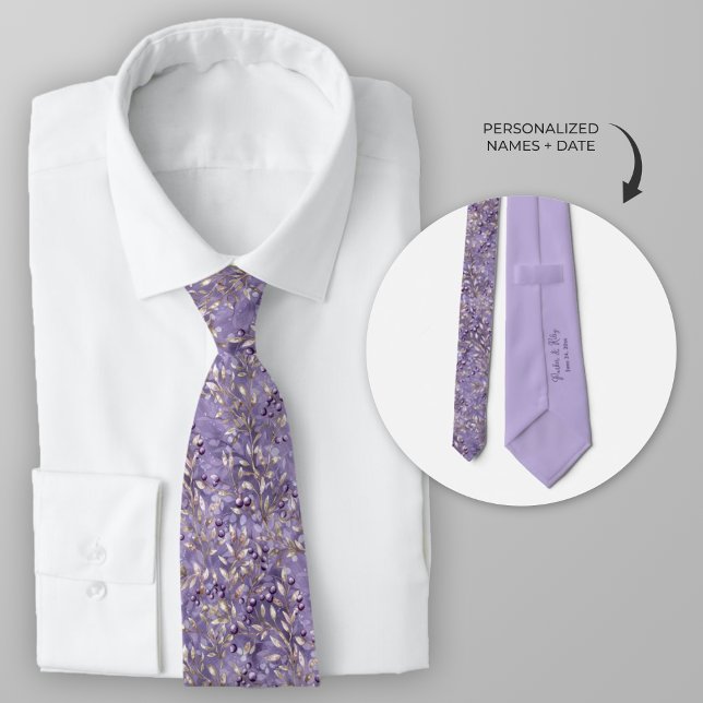 Personlig Lavender Berry Slips (Personalized purple lavender berry wedding necktie)