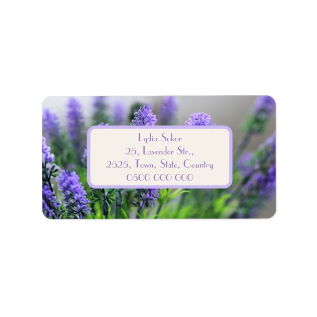 Personlig Lavender Birthday Card Adressetikett (Framsidan)