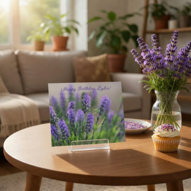 Personlig Lavender Birthday Card Vykort (Skapare uppladdad)