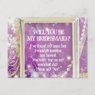 Personlig Lavender, blir du min Bridesmaid Inbjudan Vykort
