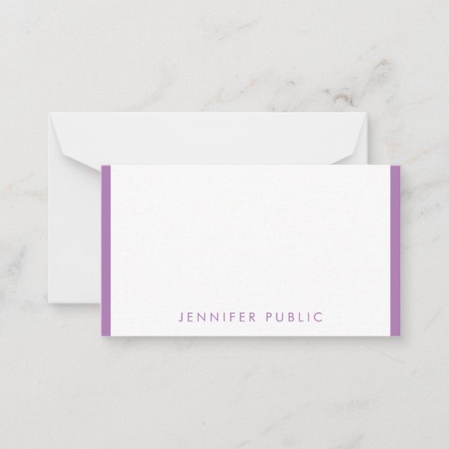 Personlig Lavender Färg Handwrite Monogram Anteckningskort (Framsida)