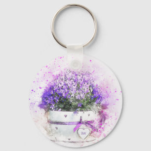 Personlig Lavender Flowers Feminine Nyckelring