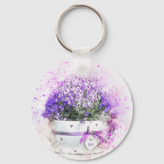 Personlig Lavender Flowers Feminine Nyckelring (Framsida)
