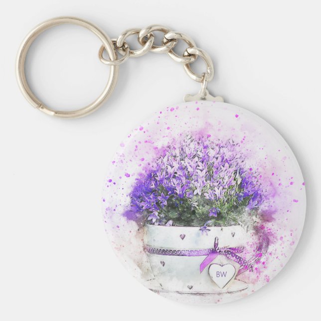 Personlig Lavender Flowers Feminine Nyckelring (Framsidan)