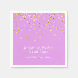 Personlig LAVENDER Guld Confetti Bröllop Pappersservett