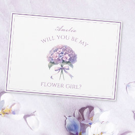 Personlig Lavender Hydrangea Bow Flower Girl Kort