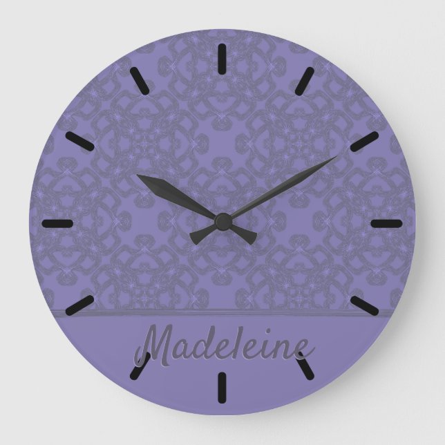 Personlig lavender mönster stor klocka (Framsida)