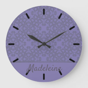 Personlig lavender mönster stor klocka