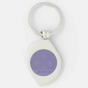 Personlig lavender mönster swirl silverfärgad nyckelring