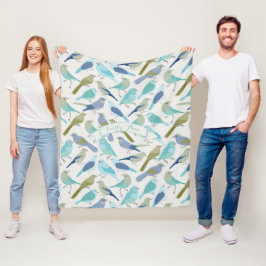 Personlig Lavender Serenity Blue Bird Mönster Fleecefilt