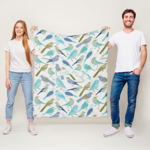 Personlig Lavender Serenity Blue Bird Mönster Fleecefilt