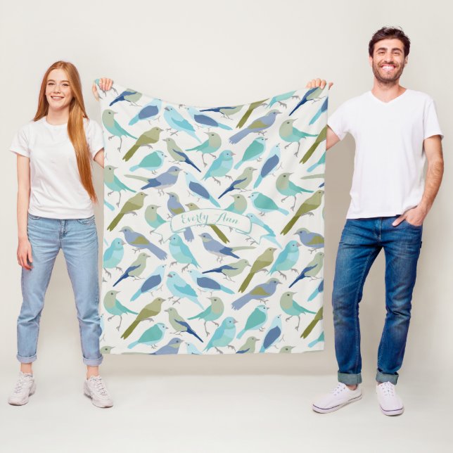 Personlig Lavender Serenity Blue Bird Mönster Fleecefilt (På plats)