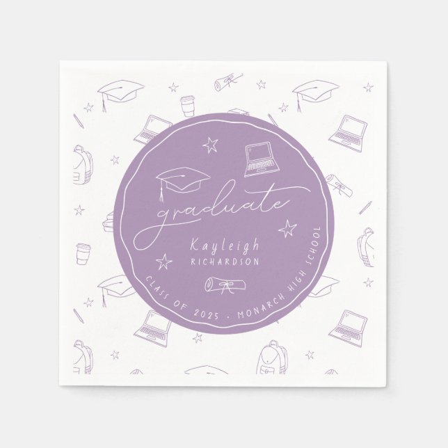Personlig Lavender Studentfest Napkins Pappersservett (Framsidan)