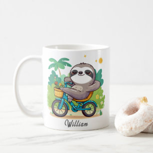Personlig Lazy Sloths avslappnande Bike Äventyr Kaffemugg