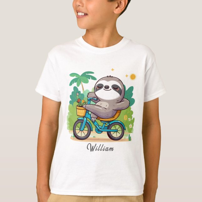 Personlig Lazy Sloths avslappnande Bike Äventyr T Shirt (Framsida)