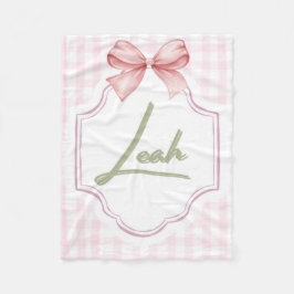 Personlig Leah Flicka Nursery Bow&Gingham Fleecefilt