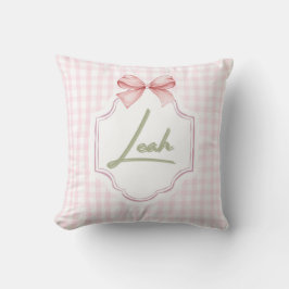 Personlig Leah Flicka Nursery Bow&Gingham Kudde