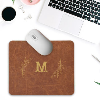 Personlig Leather Mousepad, eget namn - början Musmatta