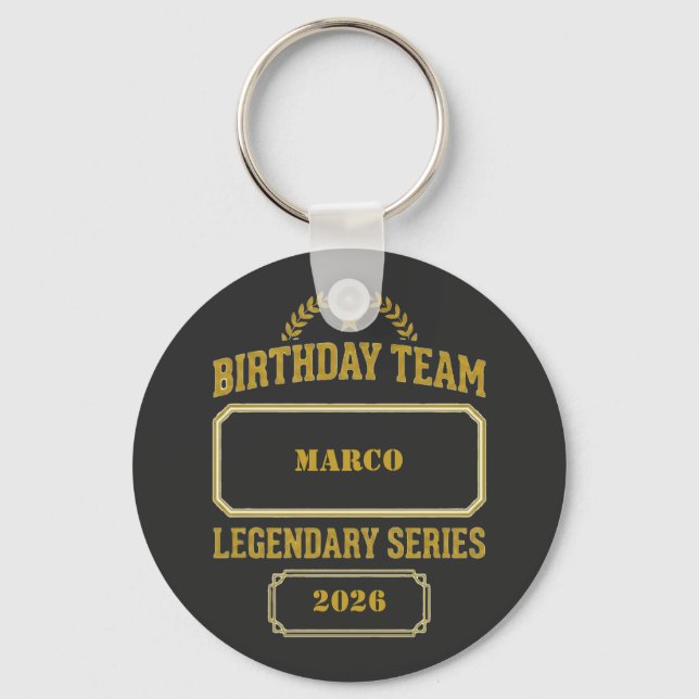 Personlig Legend Series Guld Födelsedag Nyckelring (Framsida)