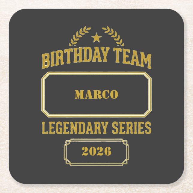 Personlig Legend Series Guld Födelsedag Underlägg Papper Kvadrat (Framsidan)