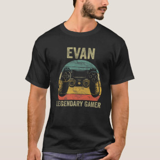 Personlig Legendary Gamer Evan Namn Video Gamer T Shirt