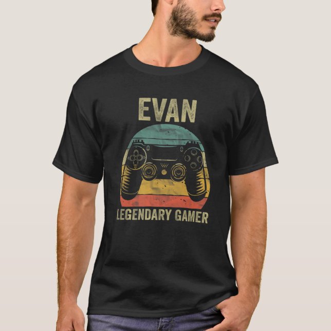 Personlig Legendary Gamer Evan Namn Video Gamer T Shirt (Framsida)