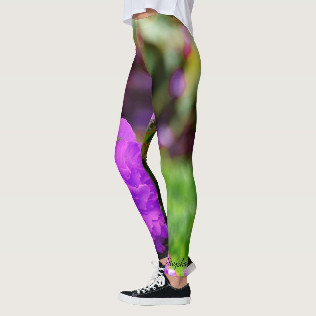 Personlig Leggings, Lila blommor Leggings (Vänster)