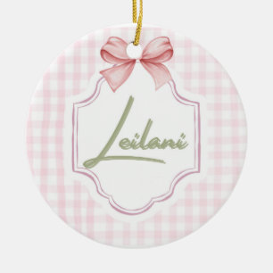 Personlig Leilani Flicka Nursery Gingham Julgransprydnad Keramik