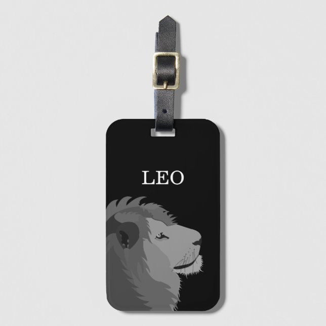 Personlig Lejon Animal Wildlife Leo Zodiac Sign Bagagebricka (Framsida vertikal)