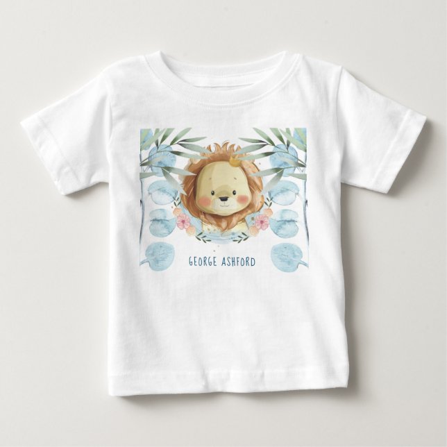 Personlig Lejon illustration Baby T Shirt (Framsida)
