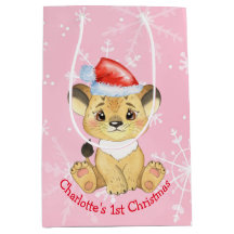 Personlig Lejon Rosa Flicka vid jul 1:a jul