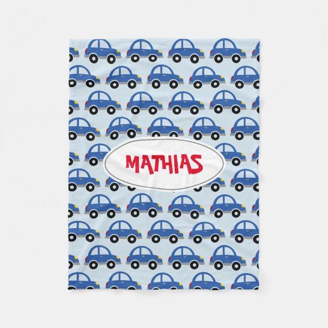 Personlig leksak bil mönster barn fleece filt (Framsidan)