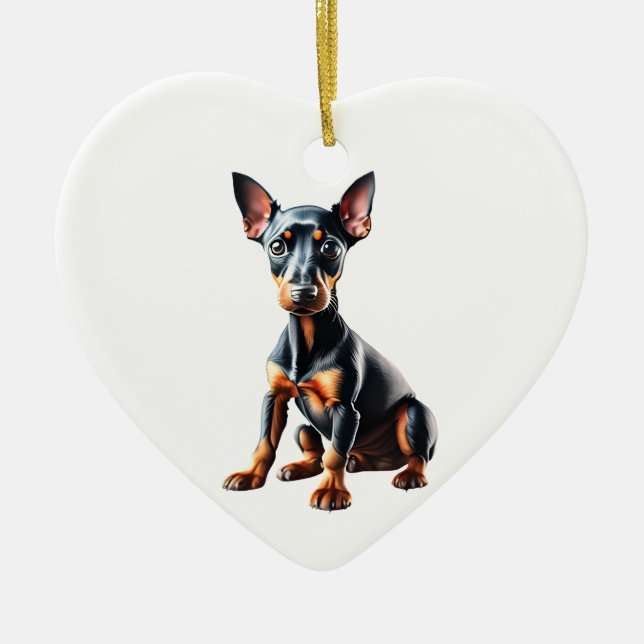 Personlig Leksak Manchester Terrier Puppy Julgransprydnad Keramik (Framsidan)