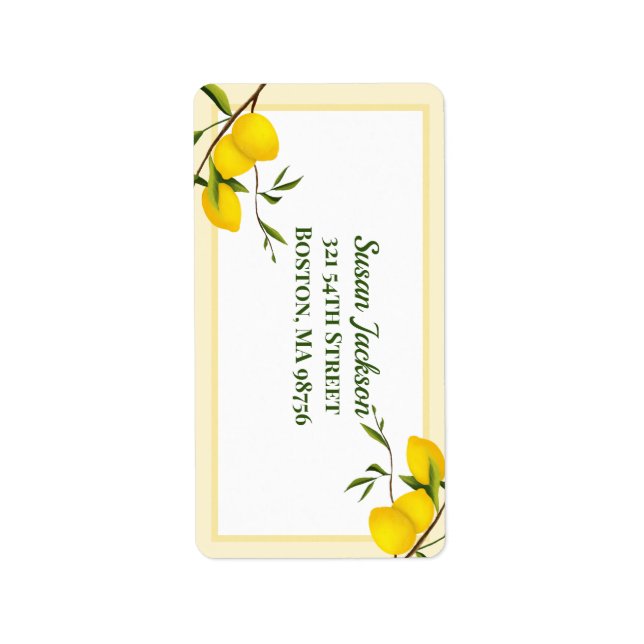 Personlig Lemon Citrus Botanical Adressetikett (Framsidan)