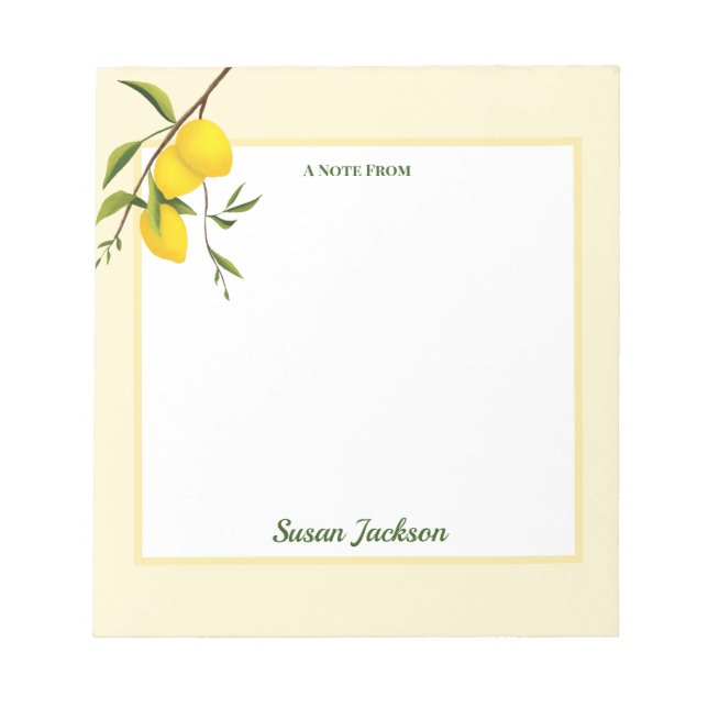 Personlig Lemon Citrus Botanical Anteckningsblock (Framsida)