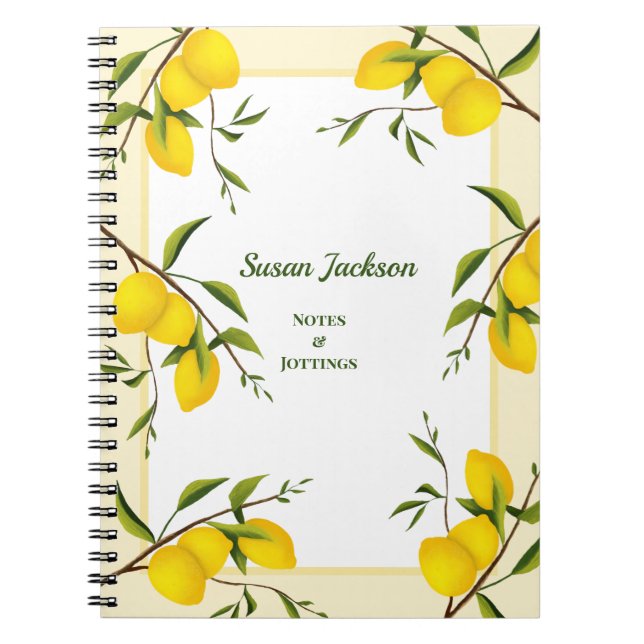 Personlig Lemon Citrus Botanical Notebook Anteckningsbok (Framsidan)