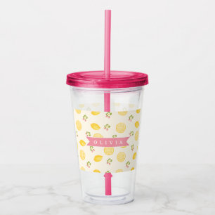 Personlig Lemon Floral Sommar Anpassat Namn Take Away Mugg