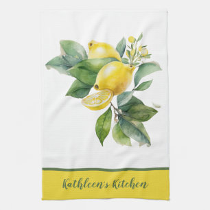 Personlig Lemon Gul Grön Grönska Kökshandduk