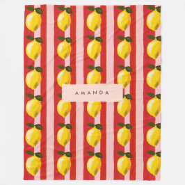 Personlig Lemon Rand Mönster Gult Lemons Fleecefilt