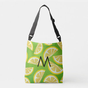 Personlig Lemon-segment på grön bakgrund i Lime Axelväska