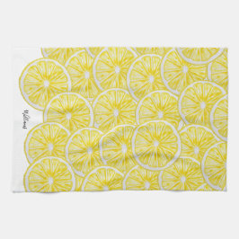 Personlig Lemon Slices Watercolor Mönster Kökshandduk