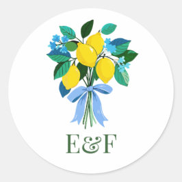 Personlig Lemondropps Bröllopsdusch Monogram Runt Klistermärke