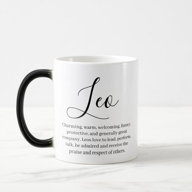 "Personlig Leo Zodiac-tecken Namn och egenskaper Magisk Mugg (Vänster)