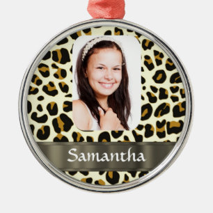 Personlig leopard, fotomall julgransprydnad metall