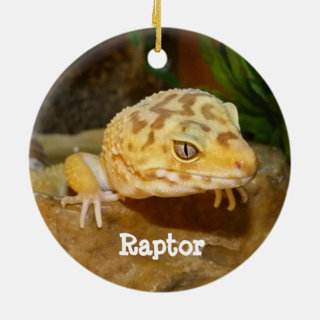 Personlig Leopard Gecko Lizard Julgransprydnad Keramik (Baksidan)