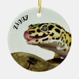 Personlig Leopard Gecko Lizard Julgransprydnad Keramik